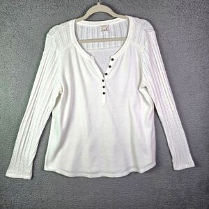 Sonoma Lifestyle Thermal Henley Top White XL Long Sleeve Waffle Knit Layer